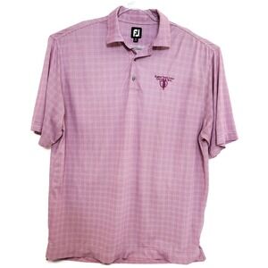 FootJoy Polo Shirt Mens XL Pink Check‎ Stretch Golf Robert Trent Jones Trail